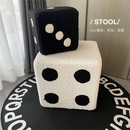 Creative Cubic Imitation Lamb Wool Bedroom Decorative Dices Stool