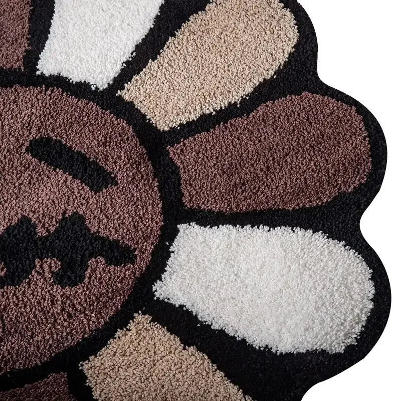 Brown and White Sunflower Rug