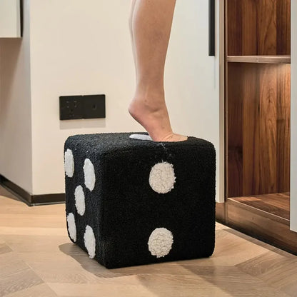 Creative Cubic Imitation Lamb Wool Bedroom Decorative Dices Stool