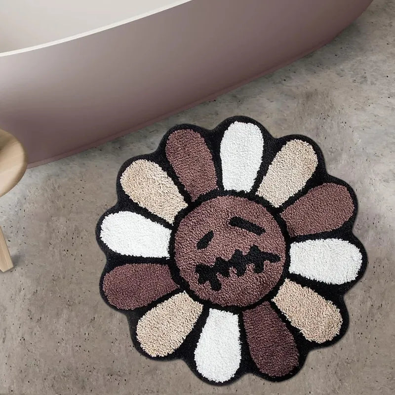 Brown and White Sunflower Rug